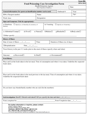 Food Poisoning Investigation Form