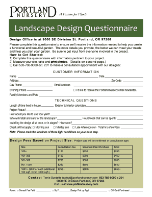  Landscape Design Questionnaire 2014-2024
