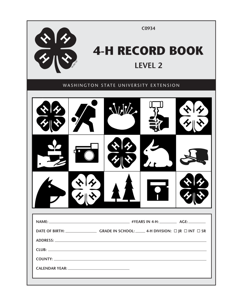  Washington 4 H Record Book 2014-2024