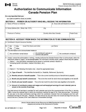 Authorization to Communicate Information Canada Pension Plan SC ISP1606 11 15 E Fnislp