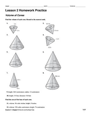 Unit Volume Homework 2 Answer Key  Form