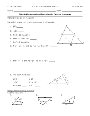 Triangle Midsegment Theorem Worksheet  Form
