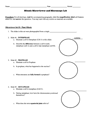 Mitosis Microviewer Lab Answers  Form