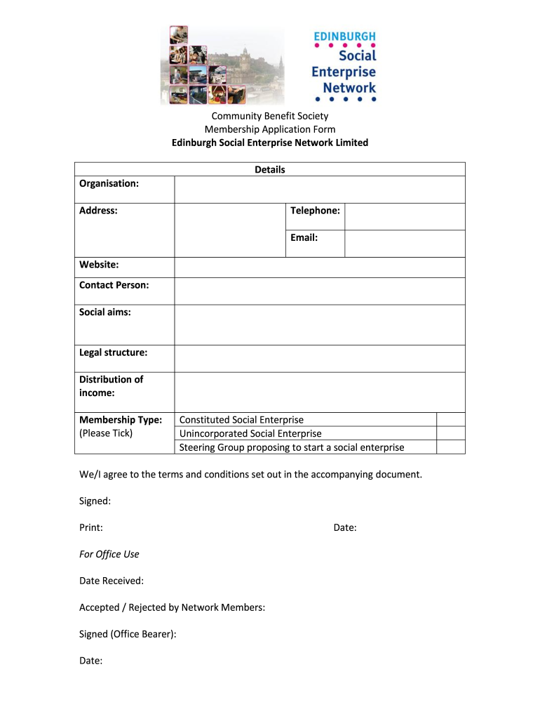 ESEN Membership Application Form PDF Edinburgh Social Edinburghsocialenterprise Co