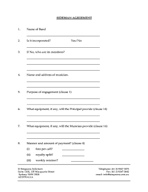 Side Man Application  Form