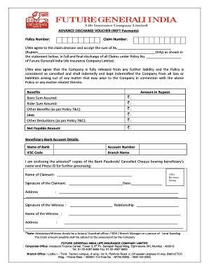 Discharge Voucher Form