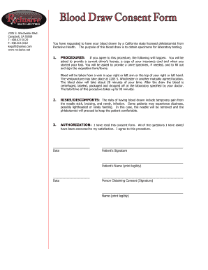 Blood Draw Consent Form