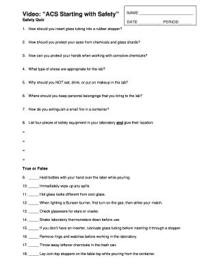 Starting with Safety Video Worksheet Answers  Form