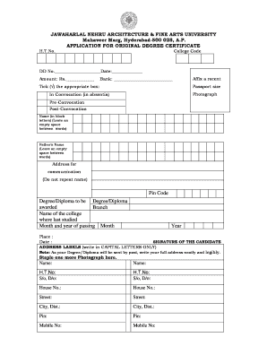 Jnafau Original Degree Application Form