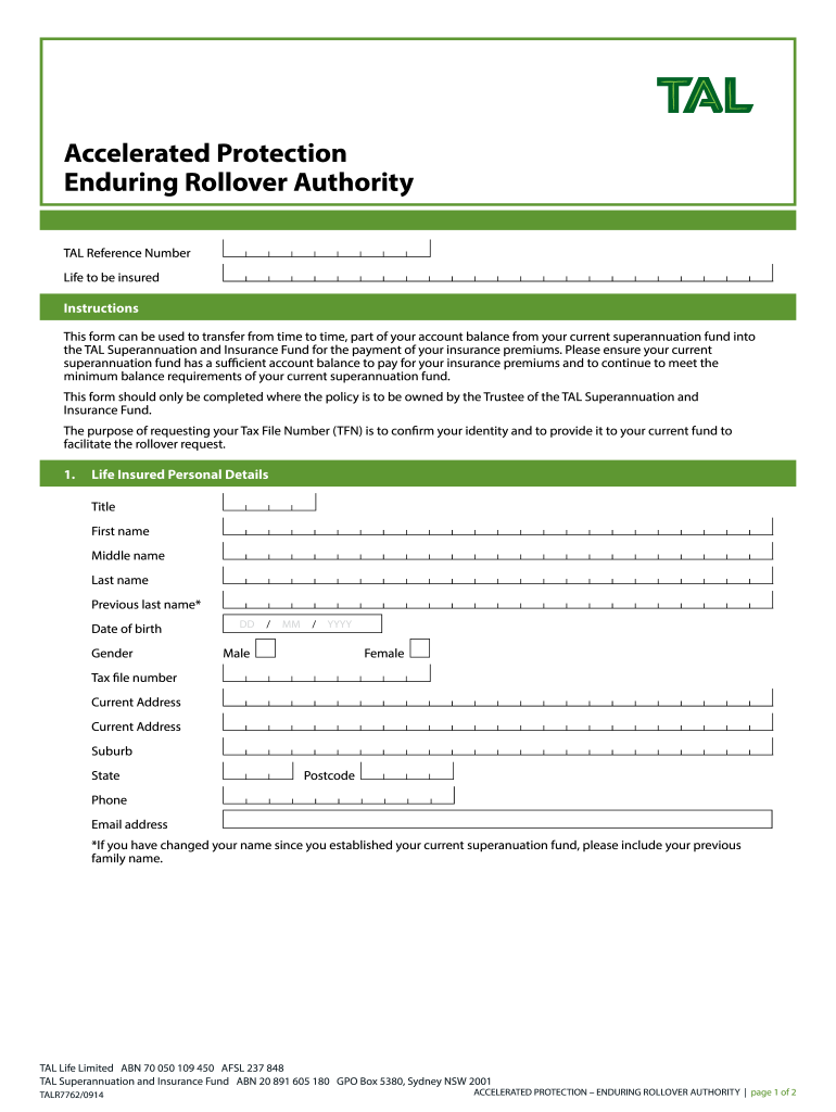 Tal Enduring Rollover Form