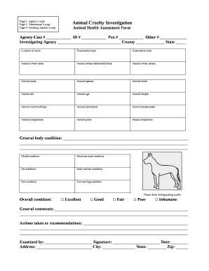 Animal Health Check Sheet  Form