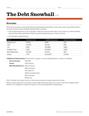 The Debt Snowball Worksheet Answer Key  Form