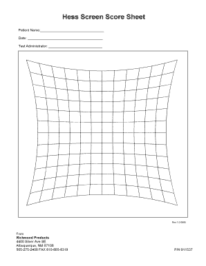 Hess Screen Score Sheet Richmond Products  Form