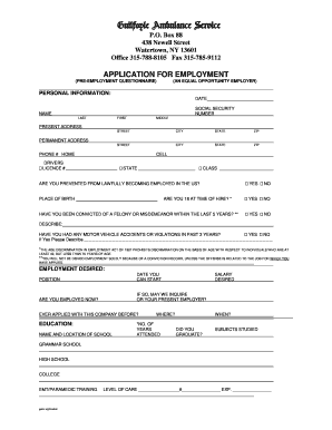 Guilfoyle Ambulance  Form