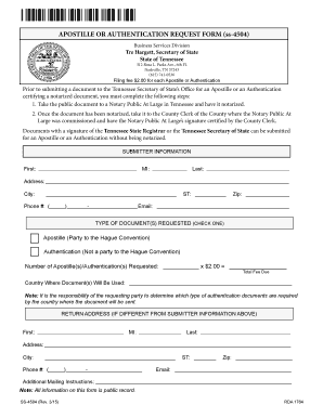 Apostille or Authentication Request Form Ss 4504