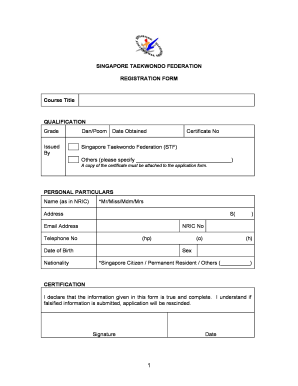 Taekwondo Registration Form