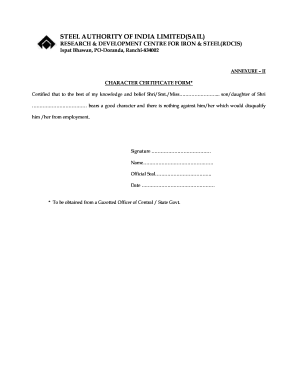 Character Certificate Annexure Ii  Form