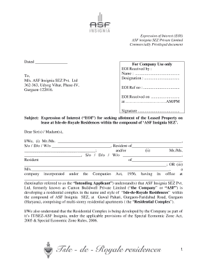 Real Estate Expression of Interest Template  Form