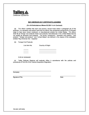 Buy American Act Certificationdoc  Form
