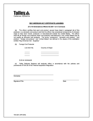 Buy American Act Certificationdoc Form