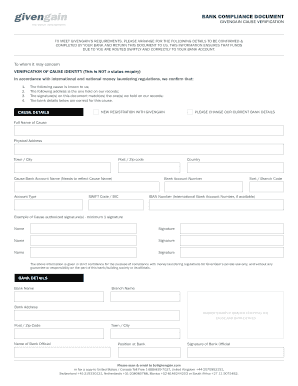 Bank Compliance Form GivenGain