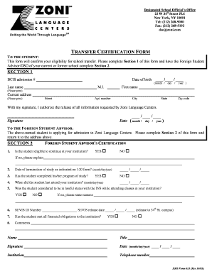 Zoni Language Center Price  Form