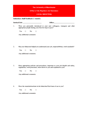 Induction Feedback Form