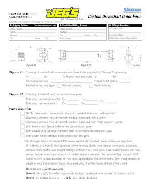 Jegs Driveshaft Form