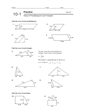 10 1 Practice Areas of Parallelograms and Triangles  Form