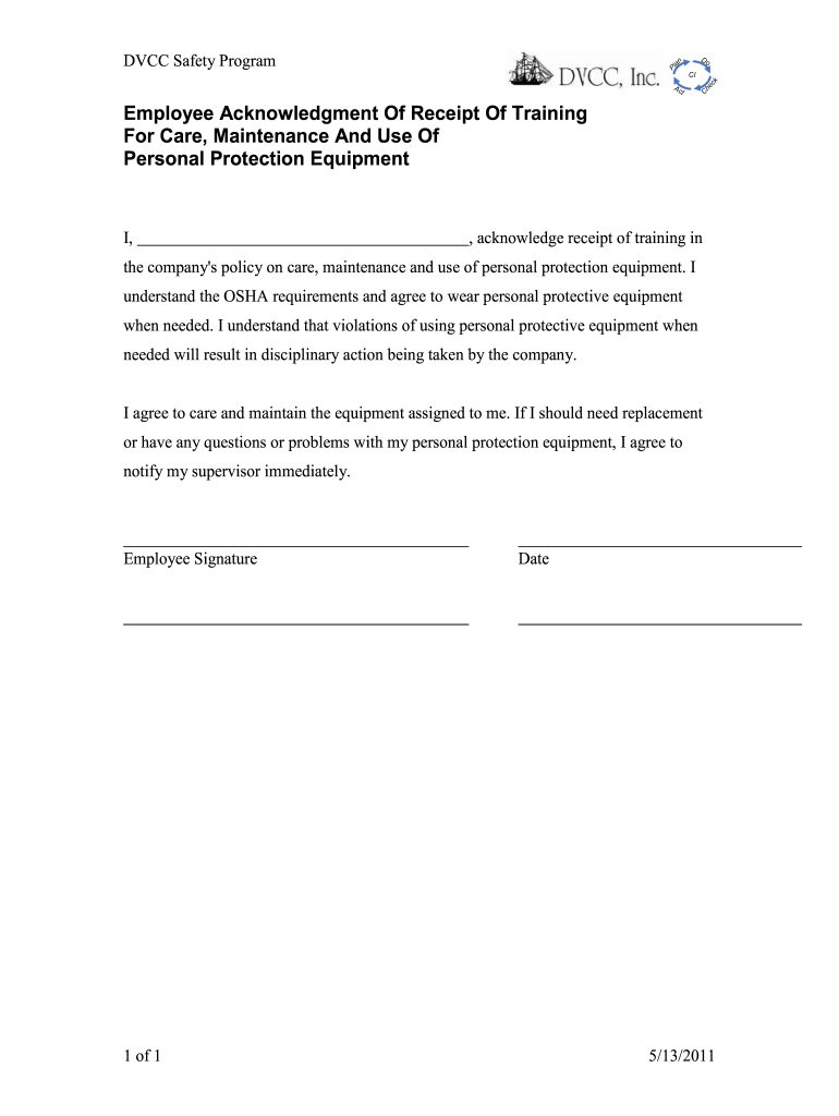  Ppe Acknowledgement Form 2011-2024