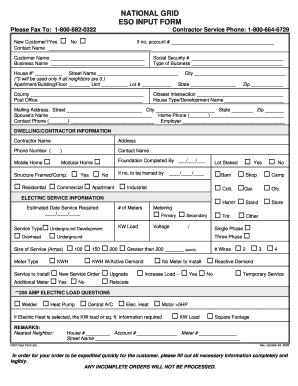 National Grid Service Request  Form