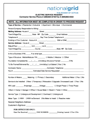 National Grid Esr Number  Form