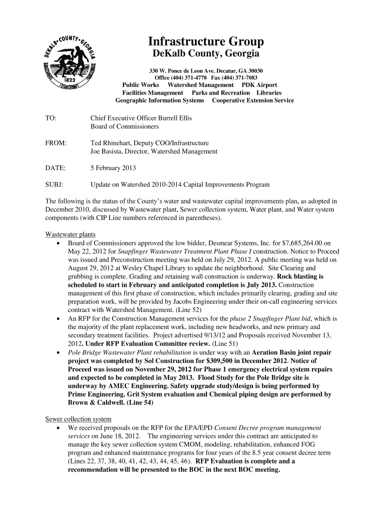 Public Works Letterhead Form  DeKalb County Department of