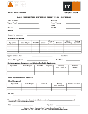 Radio Installation Inspection Report Form Non Solas