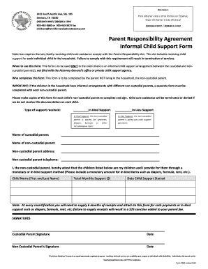 Texas Child Support Agreement Template  Form