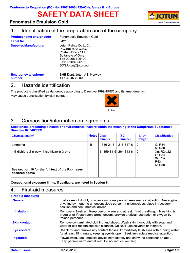 Jotun Enamel Paint Data Sheet  Form