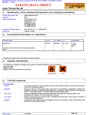 SDS Jotun Thinner No 04 MarineProtective English Uk  Form