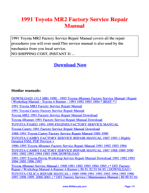 Toyota Mr2 Repair Manual PDF  Form