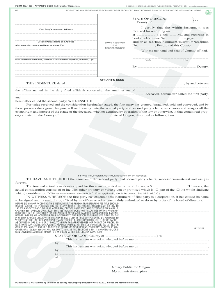 Affiants Deed  Form