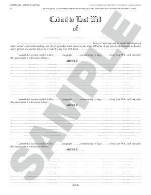 Codicil Form for Texas