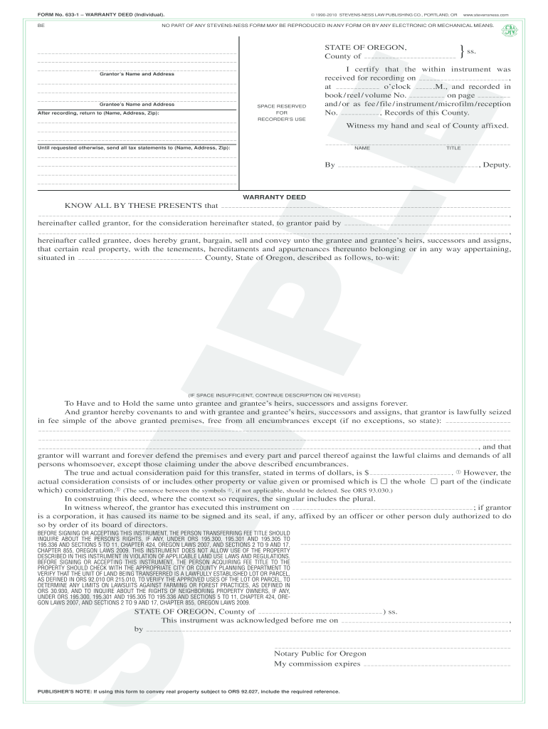 Warrenty Deed Form 633 1