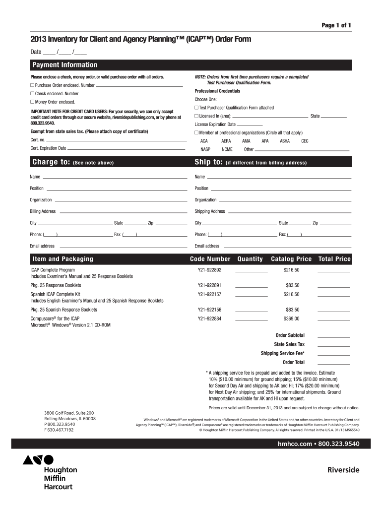 Houghton Mifflin Icap  Form