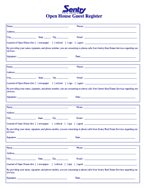 Open House Forms Printable