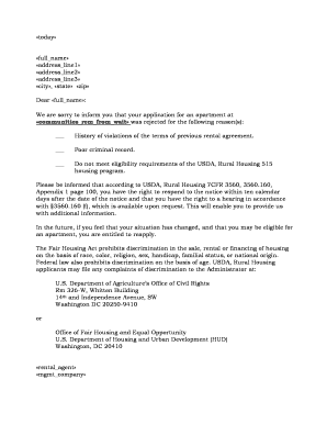 Mortgage Denial Letter  Form