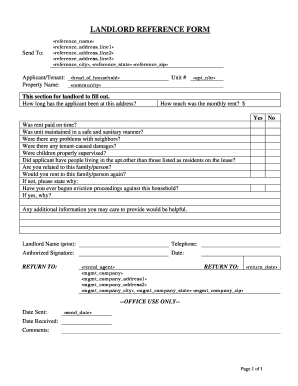 Spectrum Applications Landlord Reference  Form