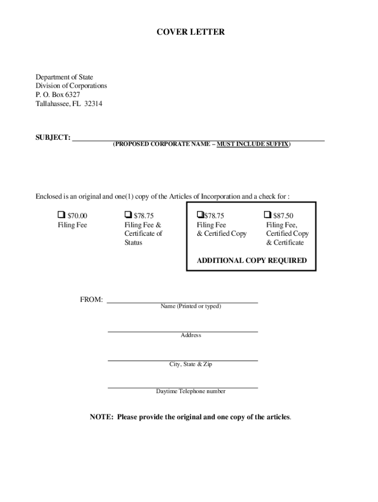 Non Profit Articles of Incorporation Florida Incorporation  Form