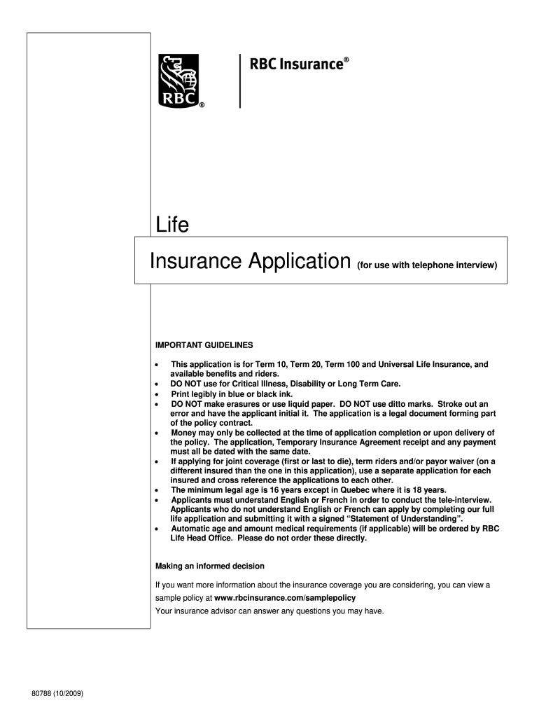 Rbc Life Application 2009