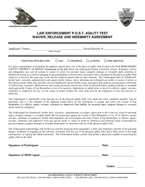 San Bernardino County Sheriff Physical Agility Waiver Form
