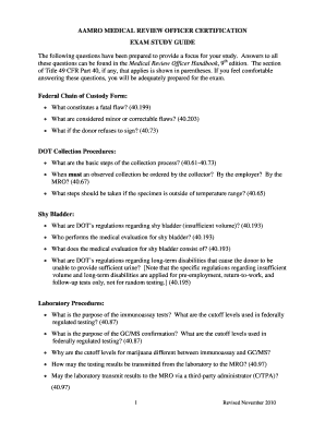 Medical Review Officer Exam Questions  Form