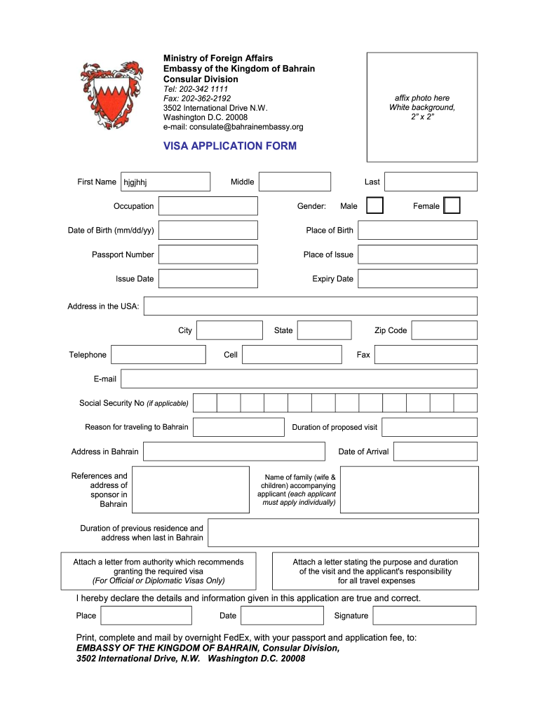 Application Form for Visa Residence Permit